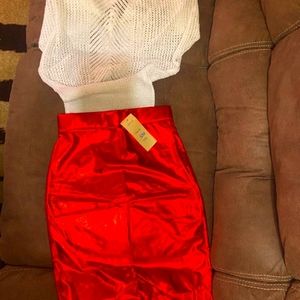 Metallic Skirt with summer crochet top